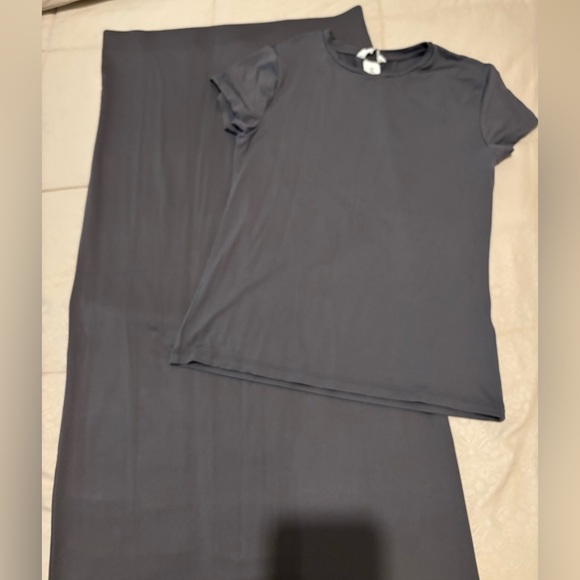 H&M Dresses & Skirts - H&M Charcoal Two-Piece Microfiber Top and Skirt set